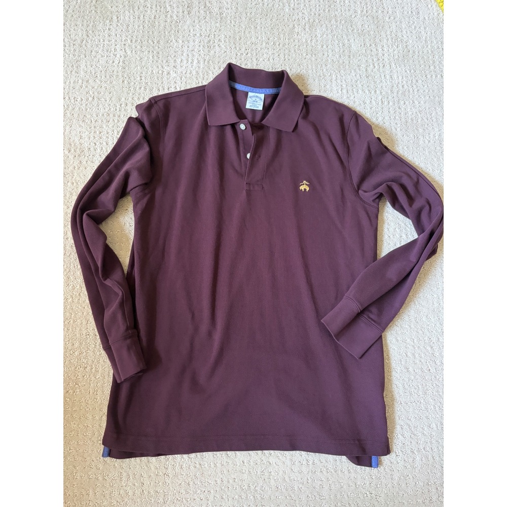 Brooks Brothers Performance Polo Mens M Burgundy Slim Long Sleeve Classic Preppy